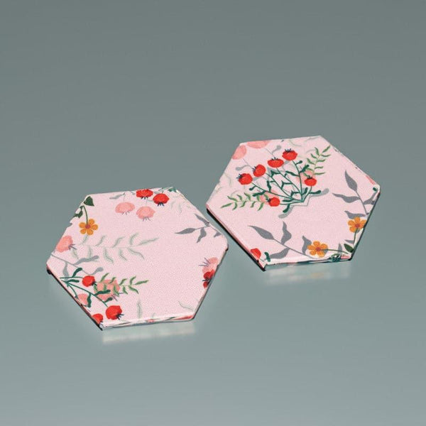 Buy Floral Ecstasy Hexa Canvas Coaster - Set Of Two Coasters from Vaaree