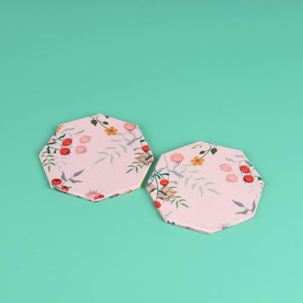 Buy Floral Ecstasy Octa Canvas Coaster - Set Of Two Coasters from Vaaree