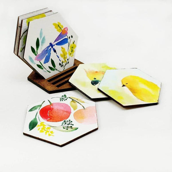 Buy Tryla Nature Handpainted Coaster - Set Of Six Coasters from Vaaree