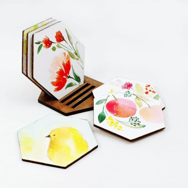 Buy Xeno Flora Handpainted Coaster - Set Of Six Coasters from Vaaree