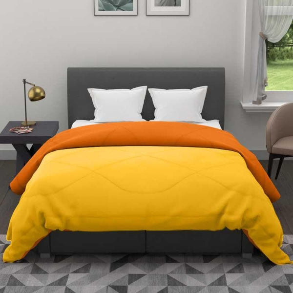 Buy Trapiye Dual Color Glace Cotton/Microfiber Comforter (Yellow & Orange) - 250 GSM Comforters & AC Quilts from Vaaree