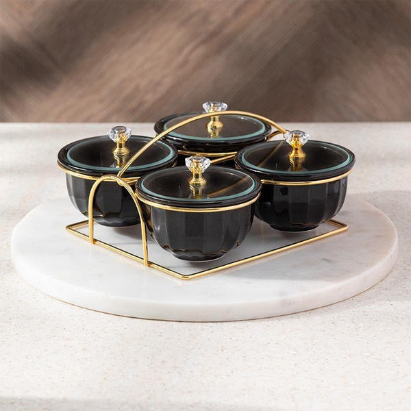 Buy Bette Jar With Stand (Black) - Set Of Four Container from Vaaree