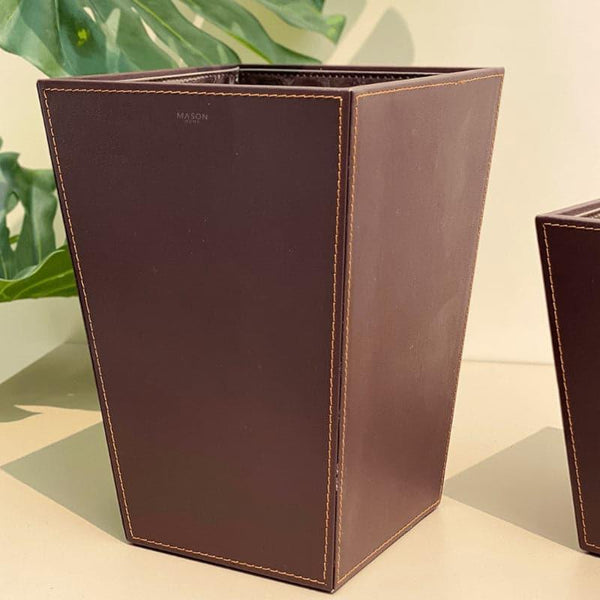 Buy Biro Faux Leather Dustbin - Brown Dustbin from Vaaree