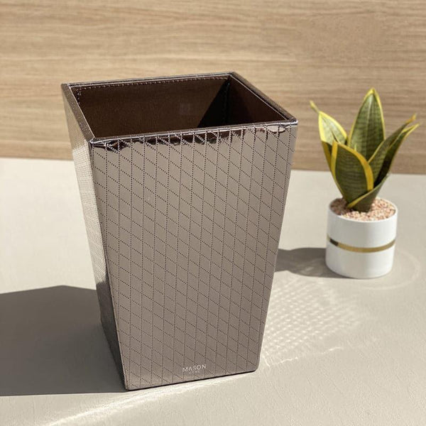 Buy Biro Faux Leather Dustbin - Metalic Dustbin from Vaaree