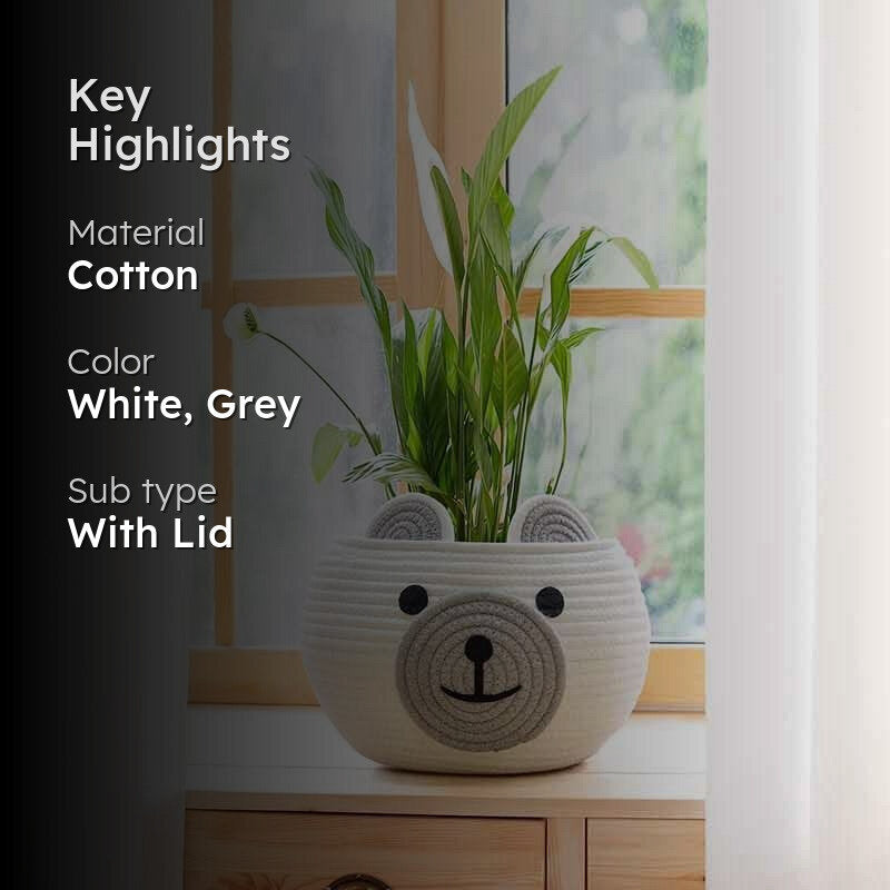 Happy Bear Multipurpose Basket- White - 2