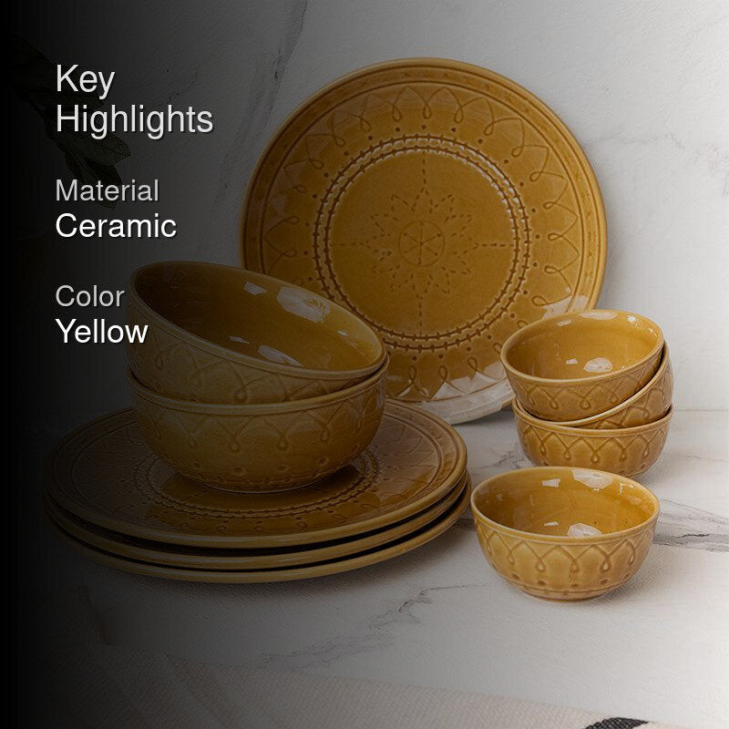 Ekta Dinnerware (Yellow) - Ten Piece Set - 2
