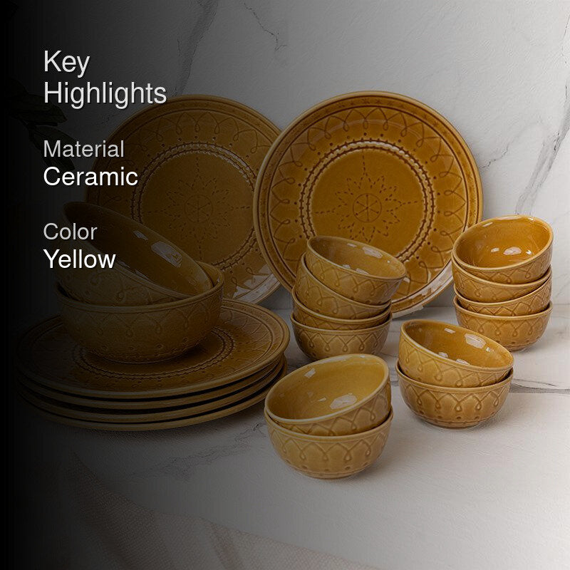 Ekta Dinnerware (Yellow) - Twenty Piece Set - 2