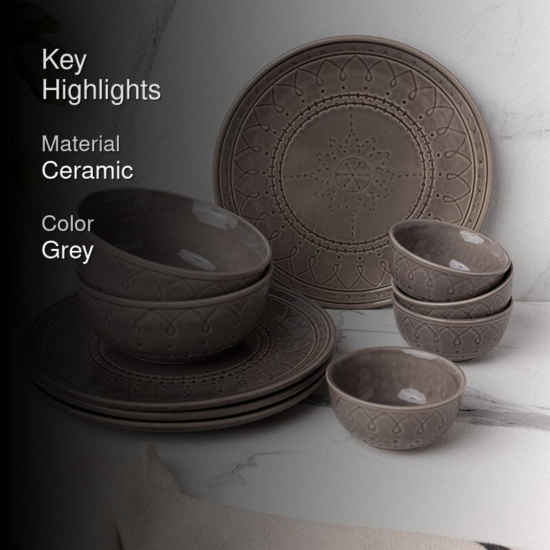 Ekta Dinnerware (Ash Grey) - Ten Piece Set - 2