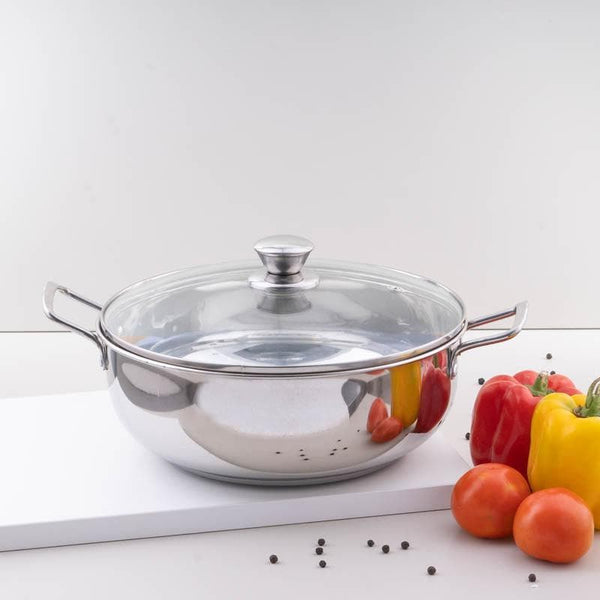 Buy Elara Induction Safe Kadhai With Lid - 5000 ML / 11 Inches Kadhai from Vaaree