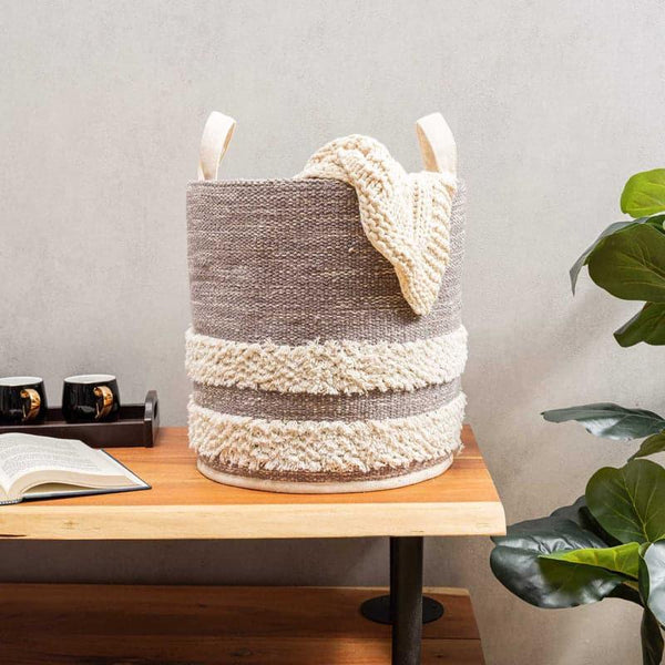 Buy Milia Stripe Natural Fiber Laundry Basket Laundry Basket from Vaaree