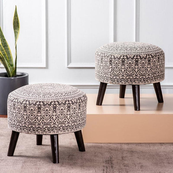 Buy Chenova Cotton Ottoman (Brown) - Set Of Two Ottomans & Pouffe from Vaaree