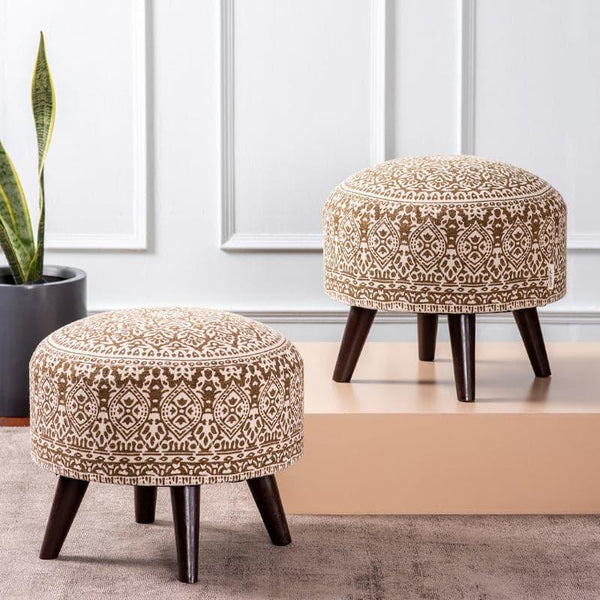 Buy Chenova Cotton Ottoman (Yellow) - Set Of Two Ottomans & Pouffe from Vaaree