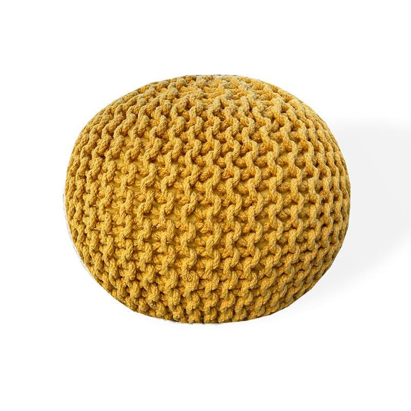 Buy Cuna Cotton Pouffe - Mustard Ottomans & Pouffe from Vaaree