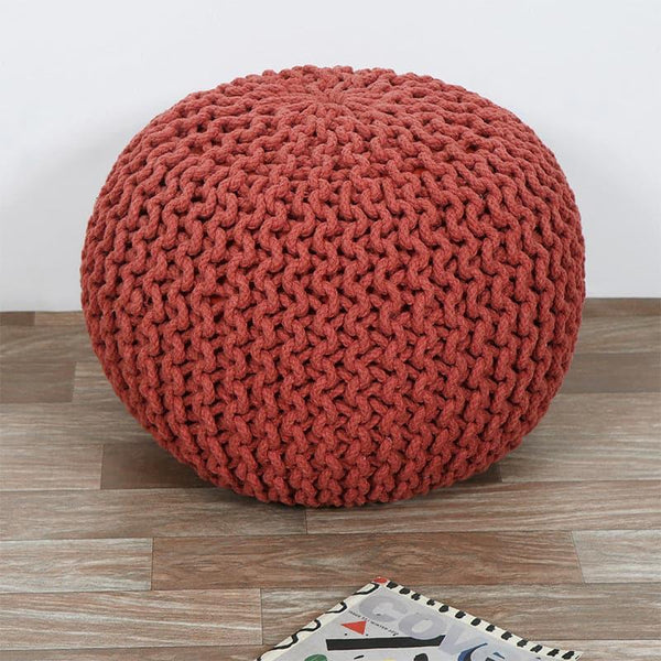 Buy Cuna Cotton Pouffe - Vermilion Ottomans & Pouffe from Vaaree