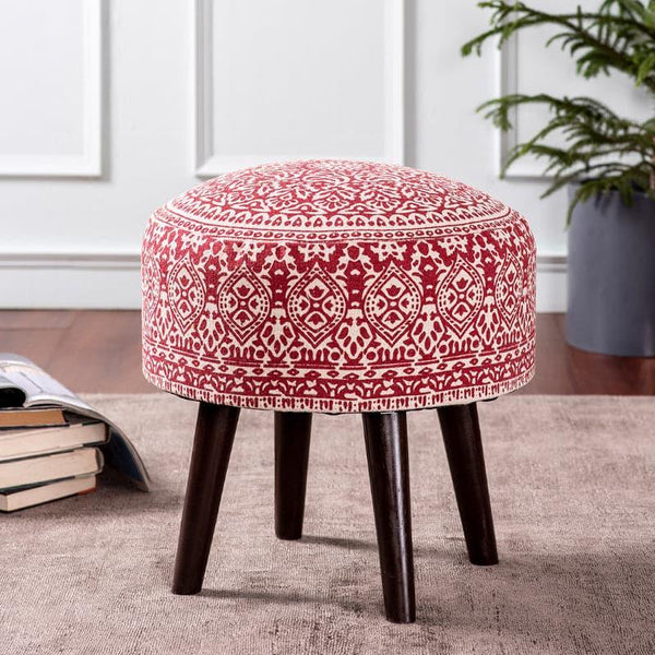 Buy Dona Cotton Ottoman - Red Ottomans & Pouffe from Vaaree