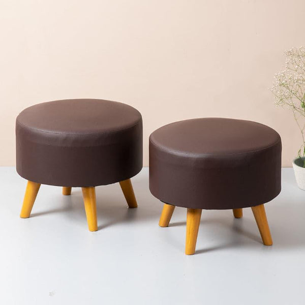 Buy Kinsley Letherette Ottoman - Set Of Two Ottomans & Pouffe from Vaaree