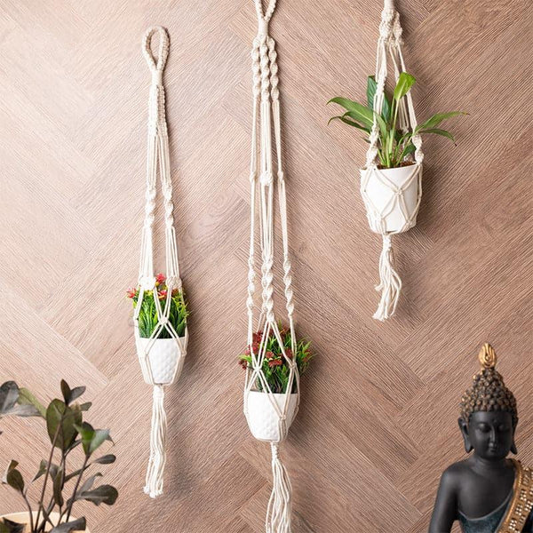 Buy Broda Macrame Planter - Set Of Three Pots & Planters from Vaaree