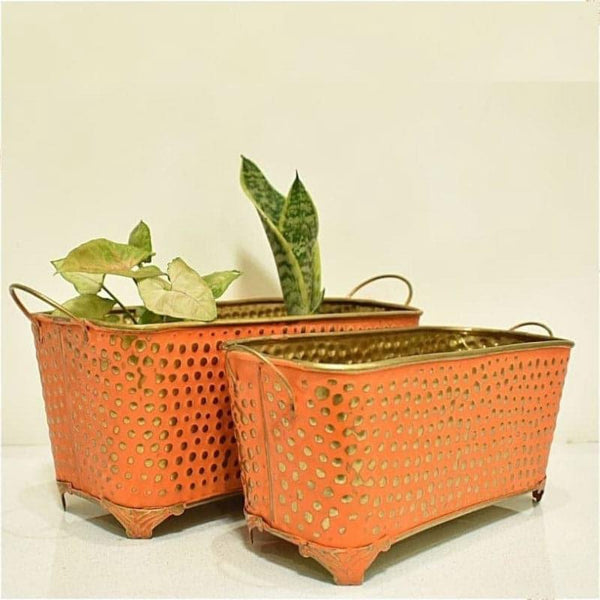 Buy Rusto Glide Planter (Orange) - Set Of Two Pots & Planters from Vaaree