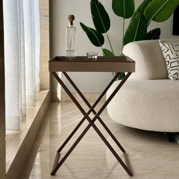 Buy Iva Foldable Accent Table With Detachable Top - Taupe Side & Bedside Tables from Vaaree