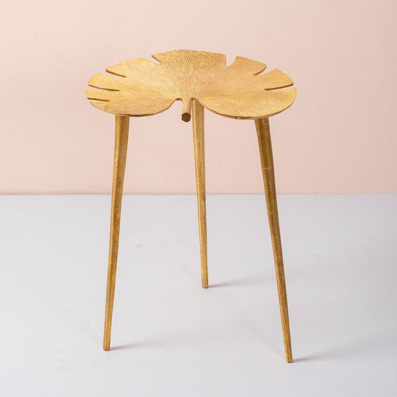 Buy Monstera Leaf Accent Table (Gold) - Set Of Two Side & Bedside Tables from Vaaree