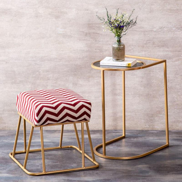 Buy Yola Stool And Side Table Combo - Set Of Two Side & Bedside Tables from Vaaree