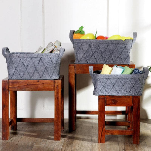 Buy Rhombus Felt Storage Basket - Set Of Three Storage Basket from Vaaree