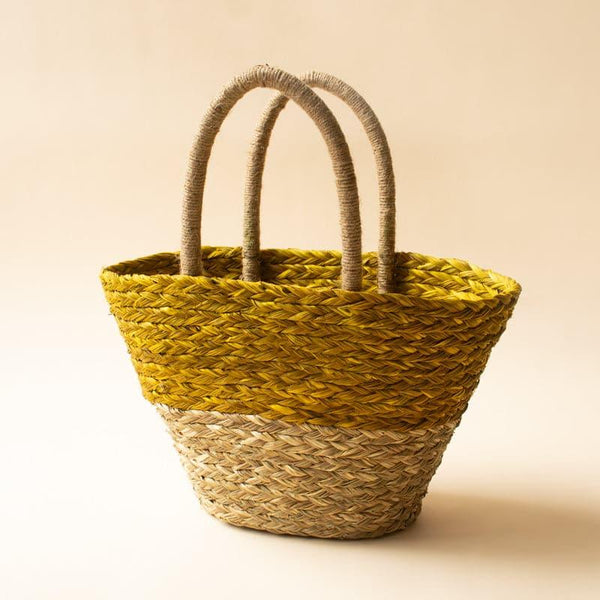 Buy Welo Natural Fiber Basket - Mustard Storage Basket from Vaaree