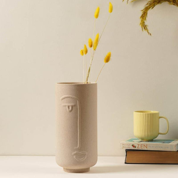 Buy Ada Face Vase - Beige Vase from Vaaree