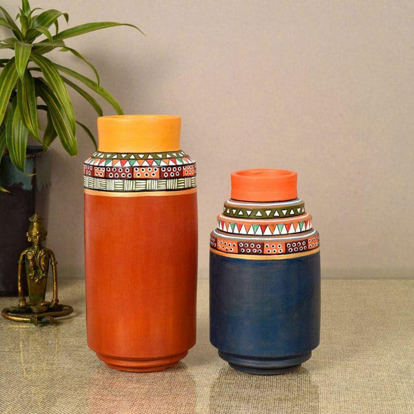 Buy Bhumika Tribal Terracotta Vase - Set Of Two Vase from Vaaree