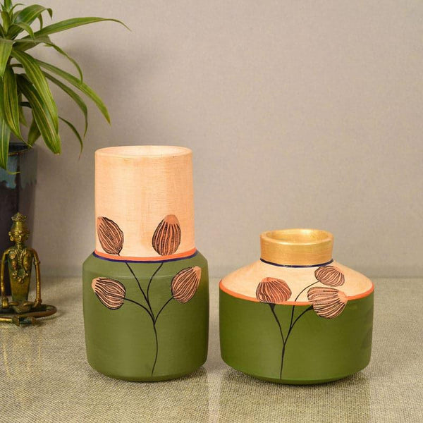 Buy Kripasana Tribal Terracotta Vase - Set Of Two Vase from Vaaree