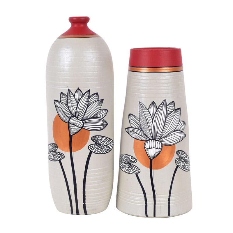 Buy Lotus Cove Terracotta Vase - Set Of Two Vase from Vaaree