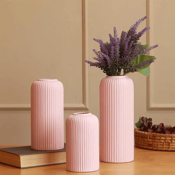 Buy Pasha Ceramic Vase (Pink) - Set Of Three Vase from Vaaree