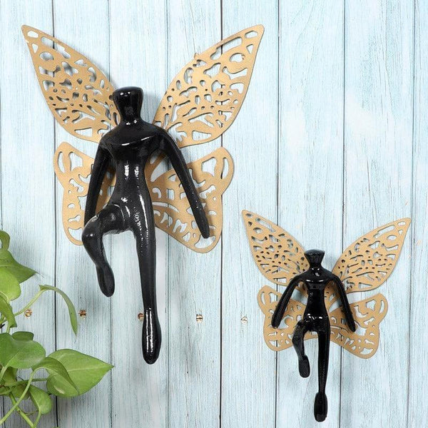 Buy Butterfly Man Wall Accent (Black) - Set Of Two Wall Accents from Vaaree