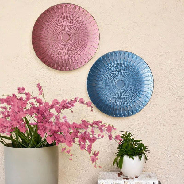 Buy Sinoya Decorative Wall Plates (Blue & Pink) - Set Of Two Wall Accents from Vaaree