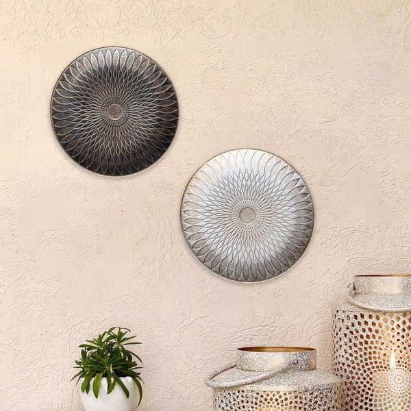 Buy Sinoya Decorative Wall Plates (Brown & White) - Set Of Two Wall Accents from Vaaree