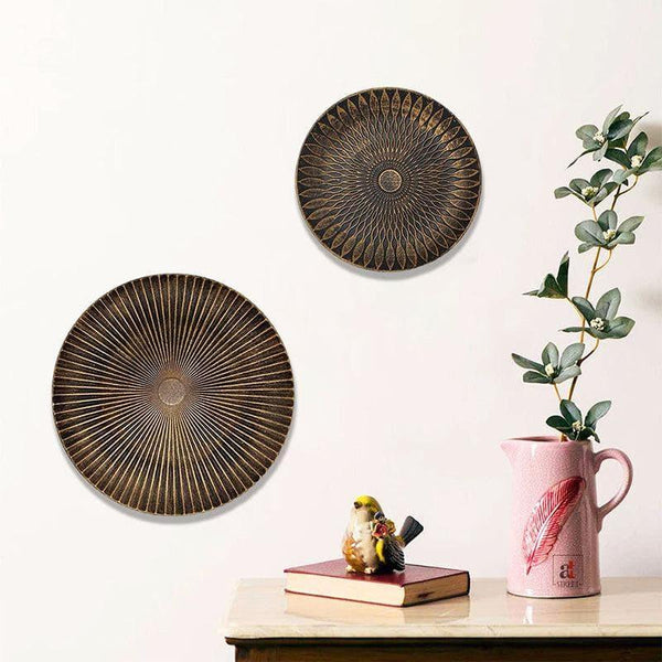 Buy Sinoya Decorative Wall Plates (Brown) - Set Of Two Wall Accents from Vaaree