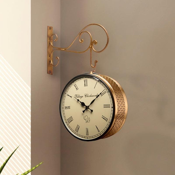 Buy Maximilian Double Sided Station Clock (10 inch) - Gold Wall Clock from Vaaree