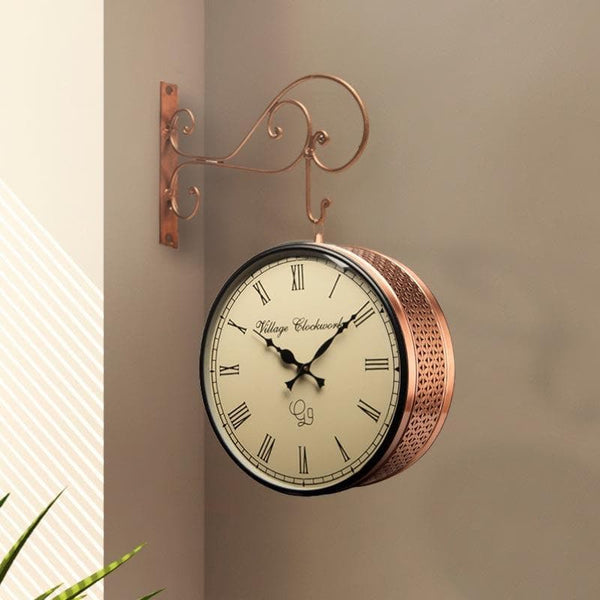 Buy Maximilian Double Sided Station Clock (12 inch) - Copper Wall Clock from Vaaree