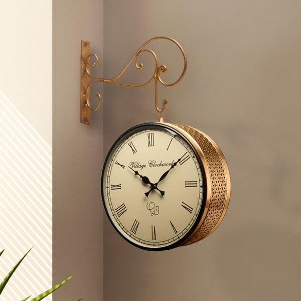 Buy Maximilian Double Sided Station Clock (12 inch) - Gold Wall Clock from Vaaree