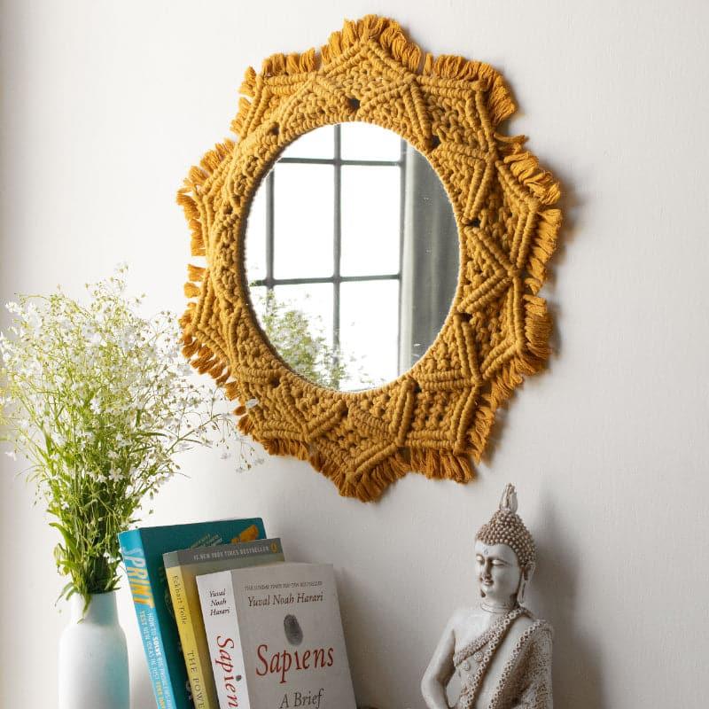 Buy Flora Macrame Wall Mirror - Mustard Wall Mirror from Vaaree