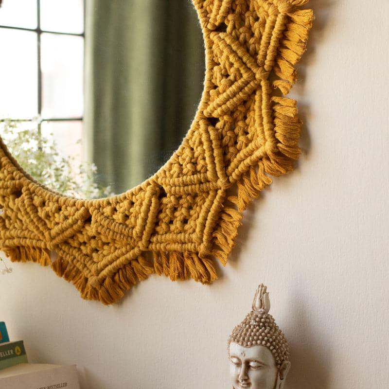 Buy Flora Macrame Wall Mirror - Mustard Wall Mirror from Vaaree