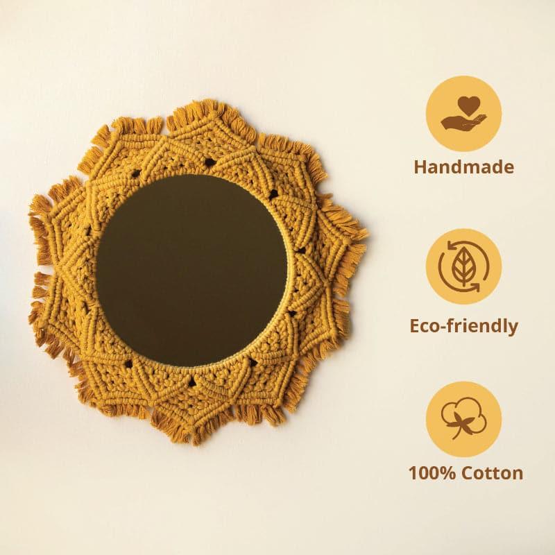 Buy Flora Macrame Wall Mirror - Mustard Wall Mirror from Vaaree