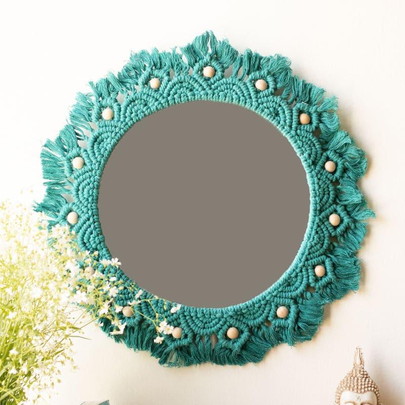 Buy Flora Macrame Wall Mirror - Teal Wall Mirror from Vaaree