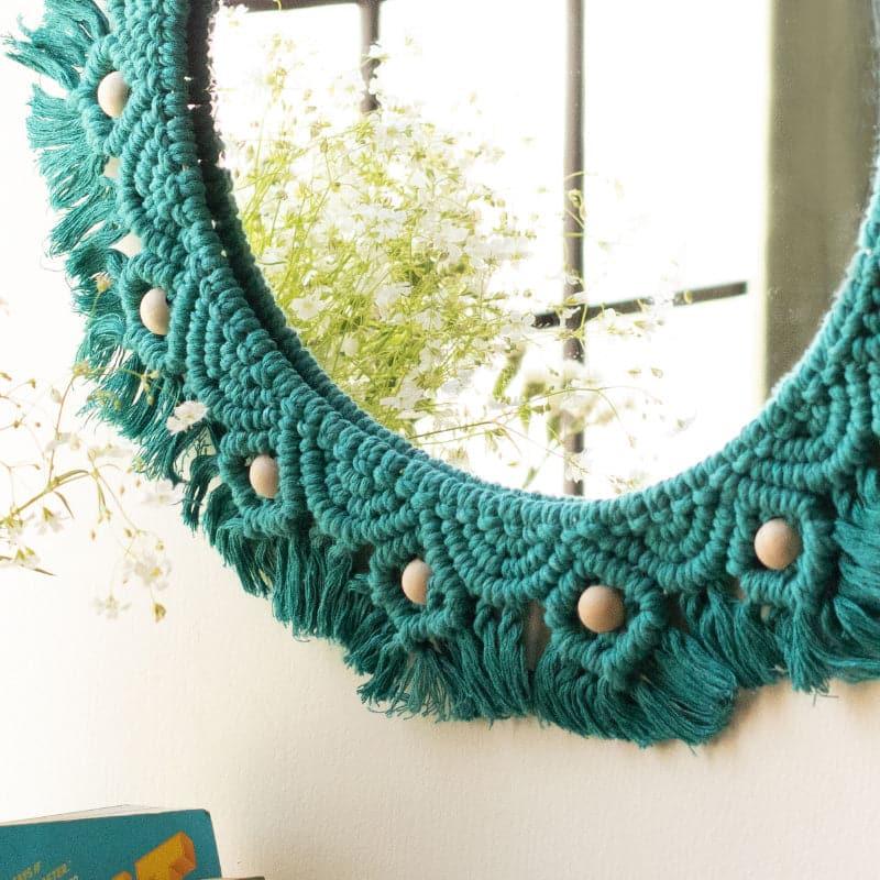 Buy Flora Macrame Wall Mirror - Teal Wall Mirror from Vaaree