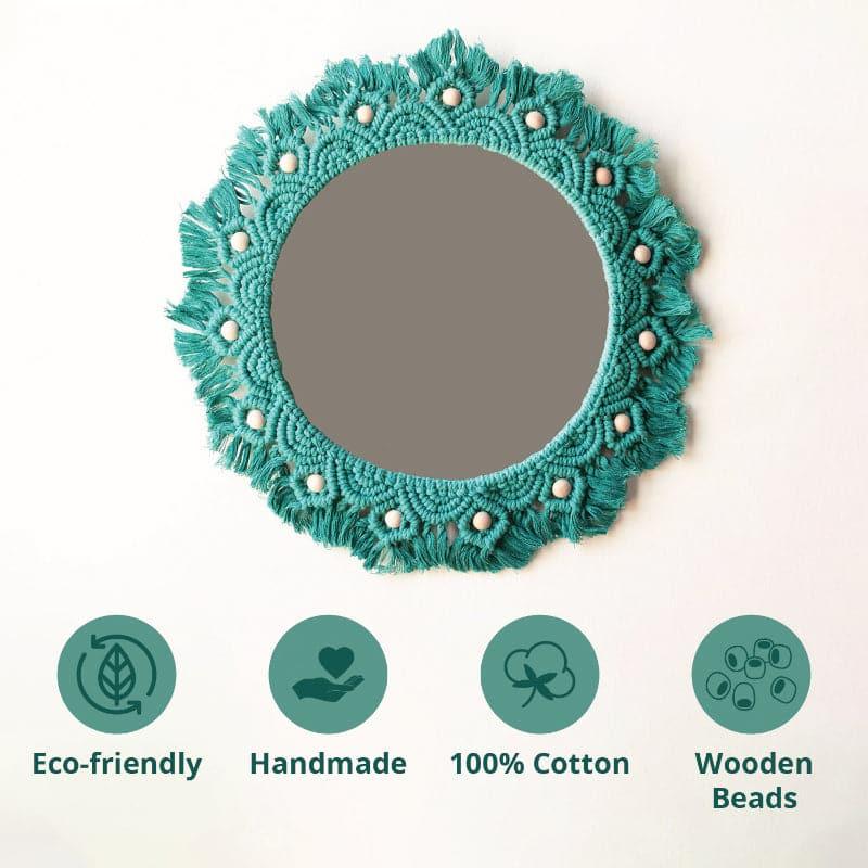 Buy Flora Macrame Wall Mirror - Teal Wall Mirror from Vaaree