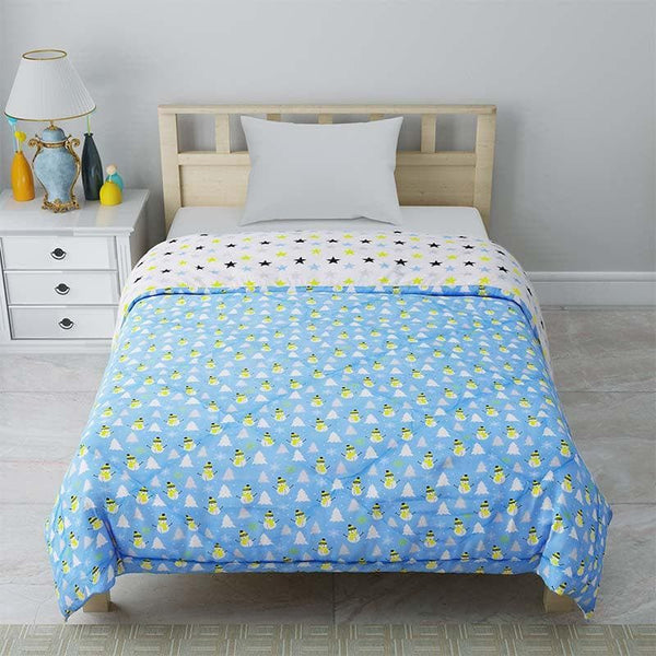 Buy Snow & Stars Reversible Dual Color Kids Cotton Comforter (Blue) - 150 GSM Comforters & AC Quilts from Vaaree