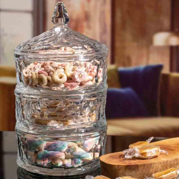 Buy Treasure It Glass Storage Bowl with Lid - Set of Three Container from Vaaree