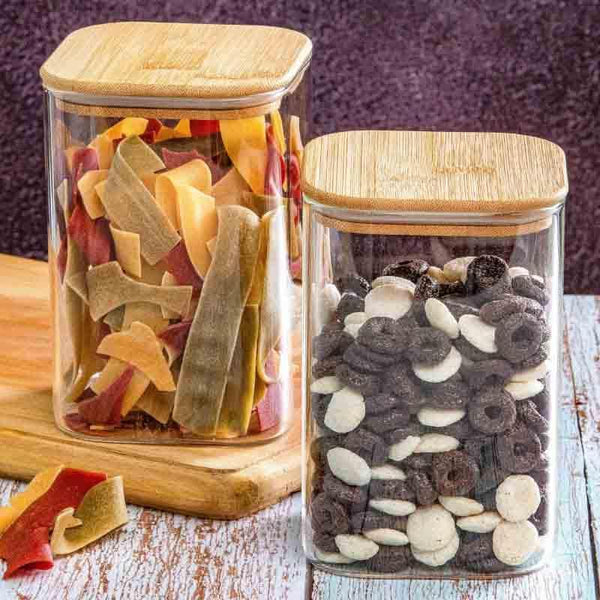 Buy Aura Storage Jar With Wooden Lid - Set Of Two Jar from Vaaree