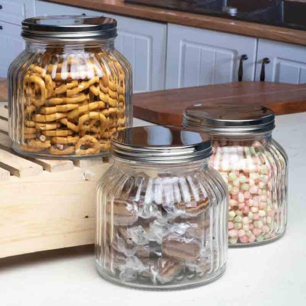 Buy Reveto Storage Jar with Metal Lid (710 ml each) - Set of Three Jar from Vaaree