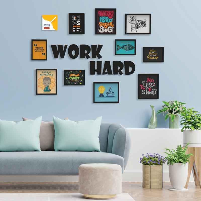 Buy Work Hard Collage Photo Frames - Set Of Ten Photo Frames from Vaaree